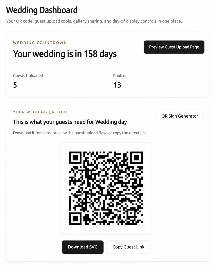 A wedding guest scanning a Snap the Knot QR code