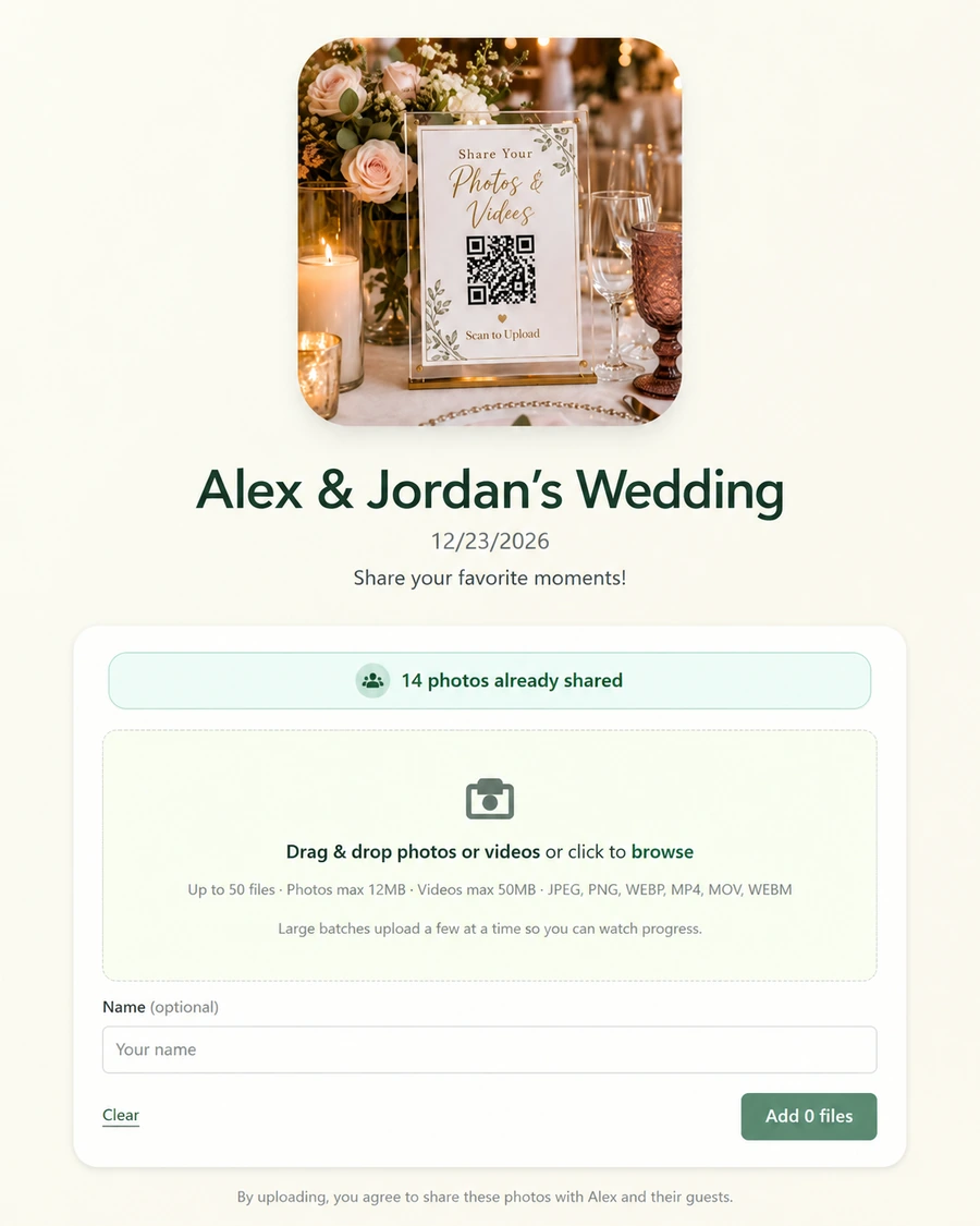 Wedding guests uploading photos with Snap the Knot